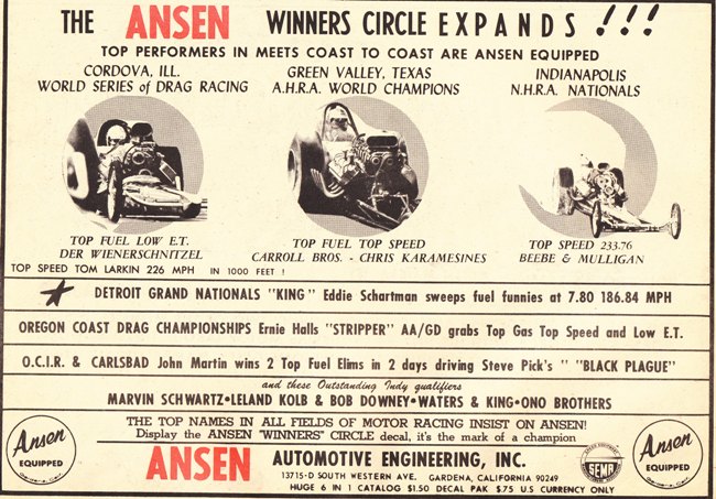 Vintage drag race and speed ads